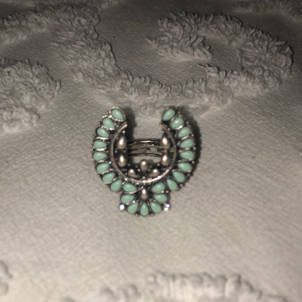 Faux Turquoise horse shoe ring